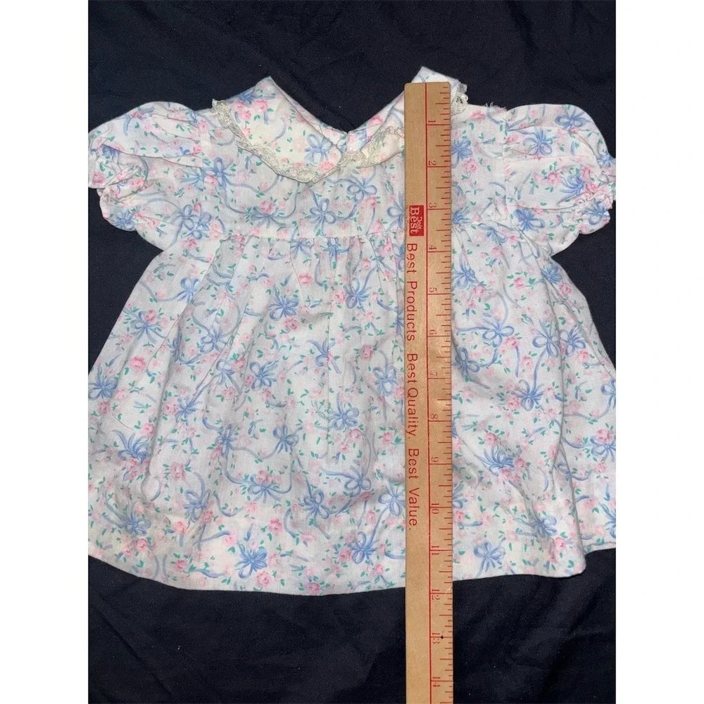 Vintage MAGGIE Baby Girl Dress 0-3 Months Pastel Floral Lace Trim grandmacore